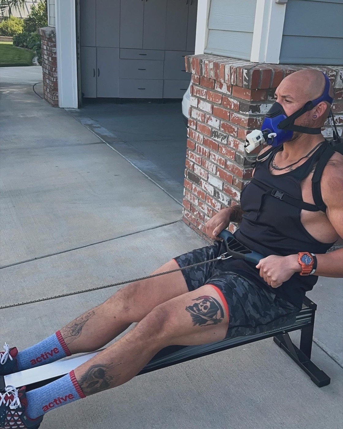 The TruFitness4Life coach completing a seated conditioning test outdoors
