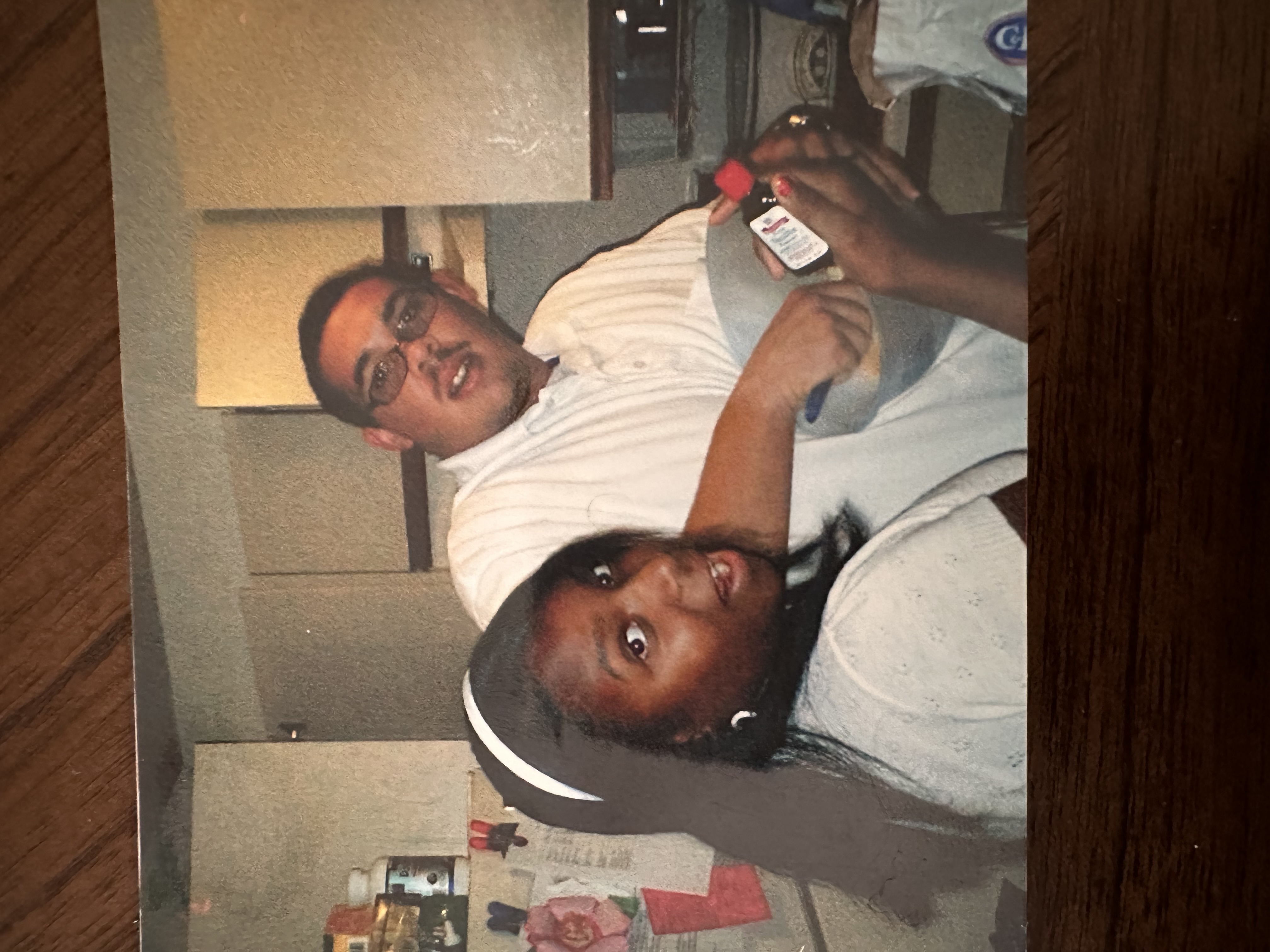 A family snapshot in the kitchen